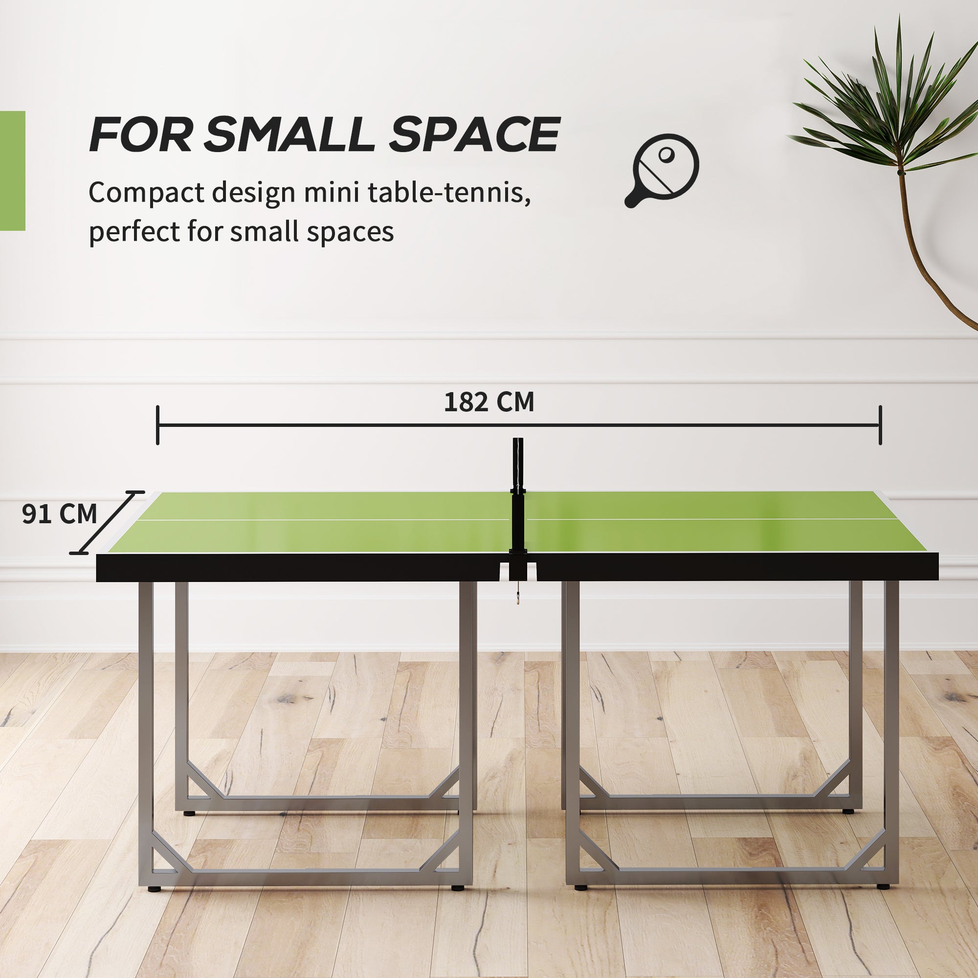 HOMCOM 6ft Table Tennis Table, Ping Pong Table with Net, Foldable and Portable Ping Pong Set for Indoor Outdoor Use, Easy Assemble, Midsize, Green - anydaydirect