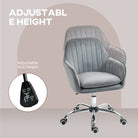 HOMCOM Office Chair, Swivel Desk Chair, Velvet-Feel Fabric Vanity Chair with Adjustable Height and Rolling Wheels for Home Work Study, Grey - anydaydirect