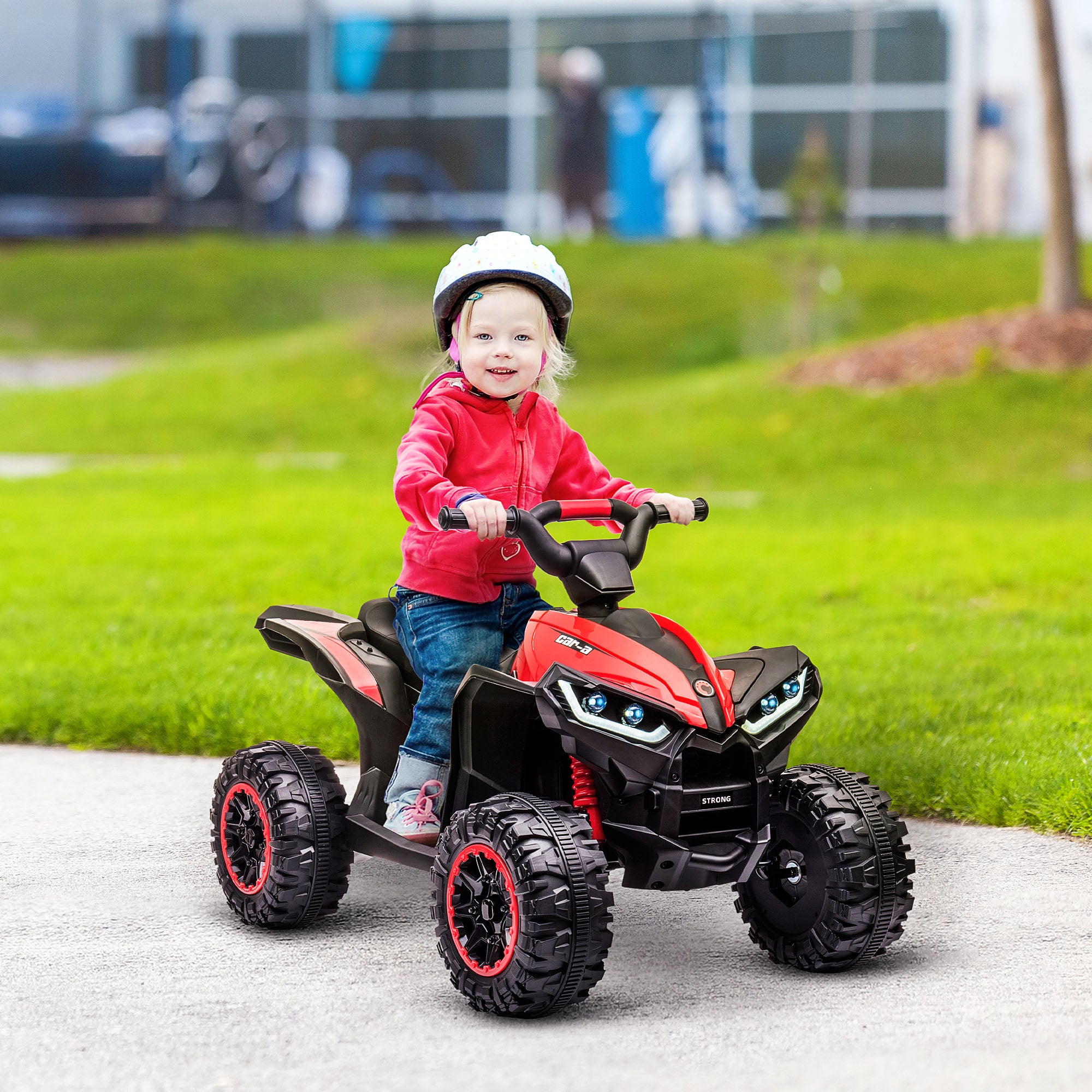 HOMCOM 12V Ride-On Quad Bike w/ Music, Horn, for Ages 3-5 Years - Red - anydaydirect
