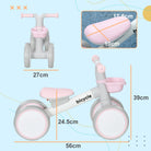 AIYAPLAY Kids Balance Bike for 1-3 Years Old with Adjustable Seat, Silent Wheels, Pink - anydaydirect