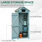 Outsunny Garden Shed Vertical Utility 3 Shelves Shed Wood Outdoor Garden Tool Storage Unit Storage Cabinet, 77 x 54.2 x 179cm - Blue - anydaydirect
