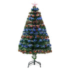 HOMCOM 4ft Pre Lit Christmas Tree Artificial Tree with Multi-Coloured Fiber Optic LED Light(4ft (120cm)) - anydaydirect