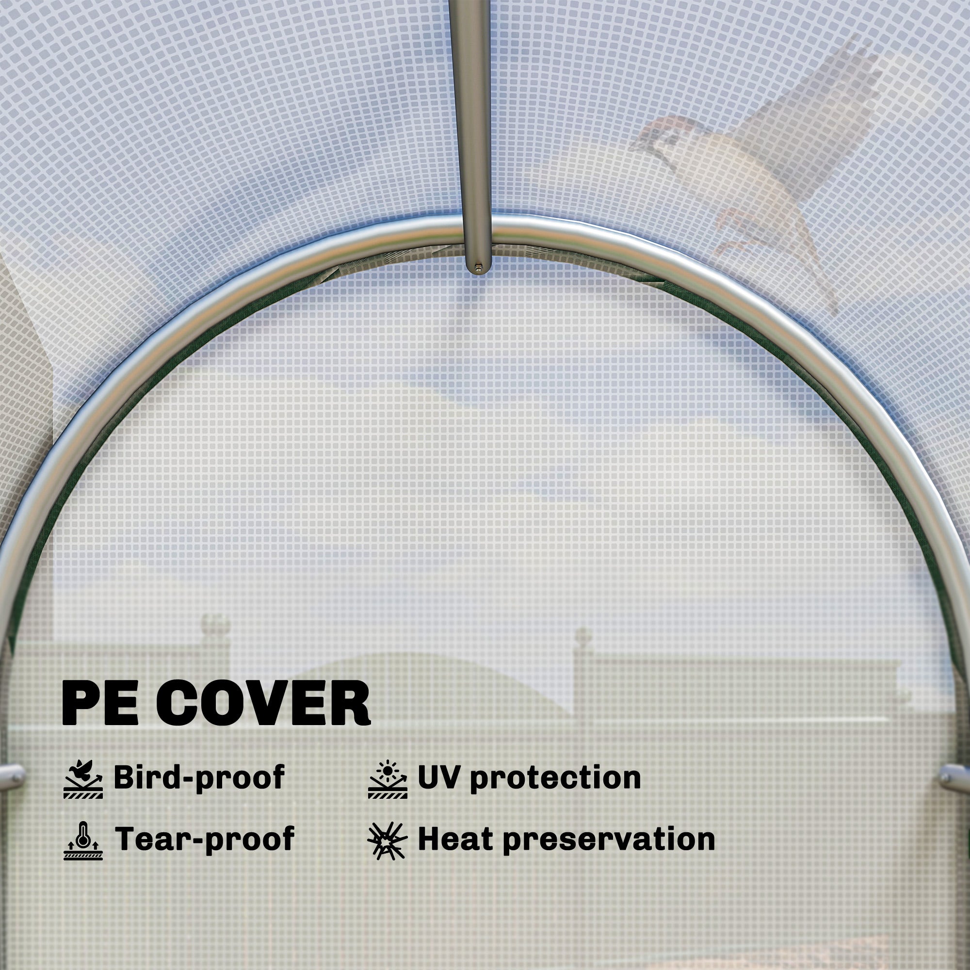 Outsunny Mini Greenhouse, Portable Green House with Roll-Up Door, PE Base, Small Greenhouse, 100 x 100 x 195 cm, White - anydaydirect