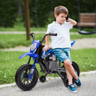 AIYAPLAY 12V Kids Electric Motorbike, Kids Electric Ride on Motorcycle w/ Twist Grip Throttle, Training Wheels - Blue - anydaydirect