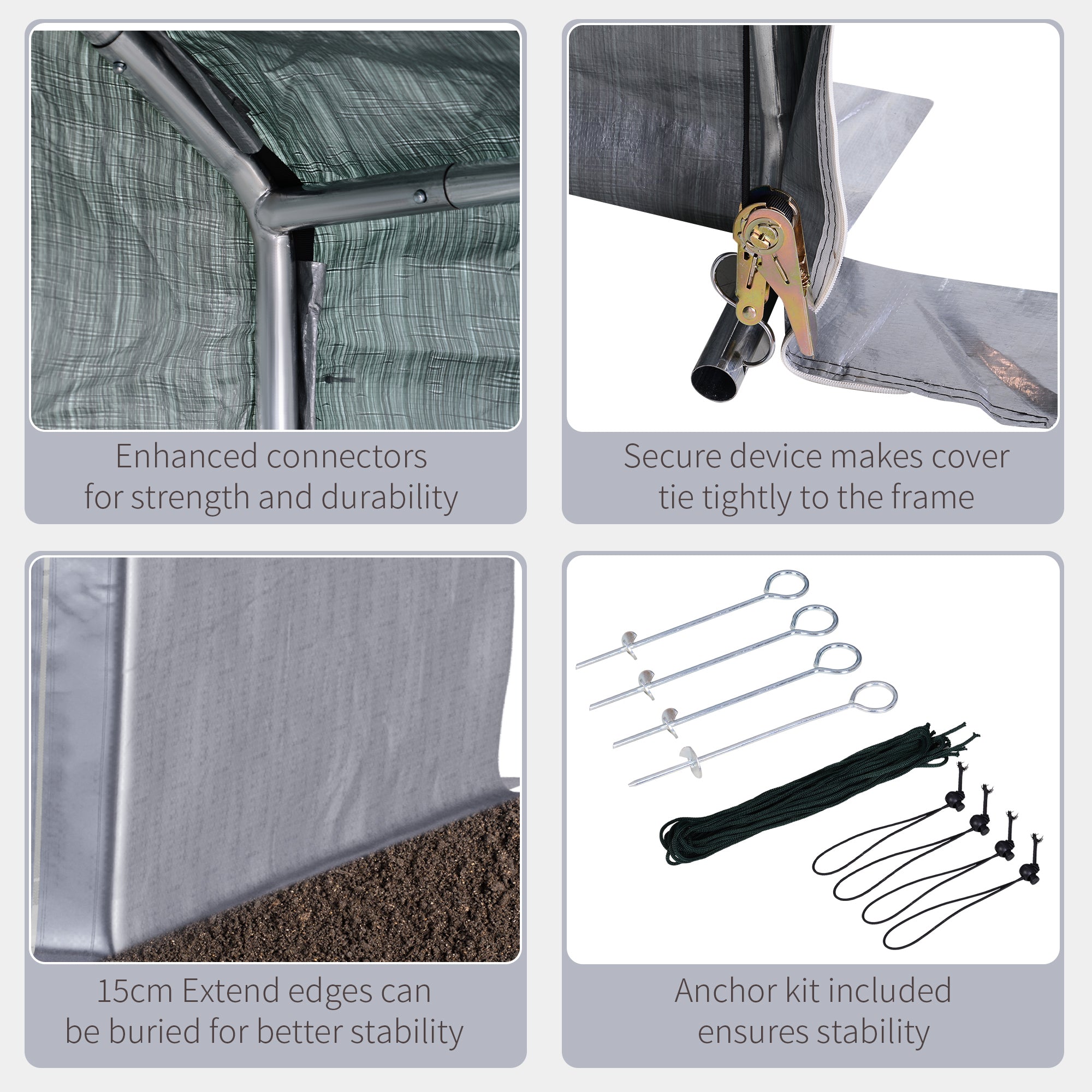 Outsunny 2 x 2m Garden Fabric Storage Tent - Grey - anydaydirect