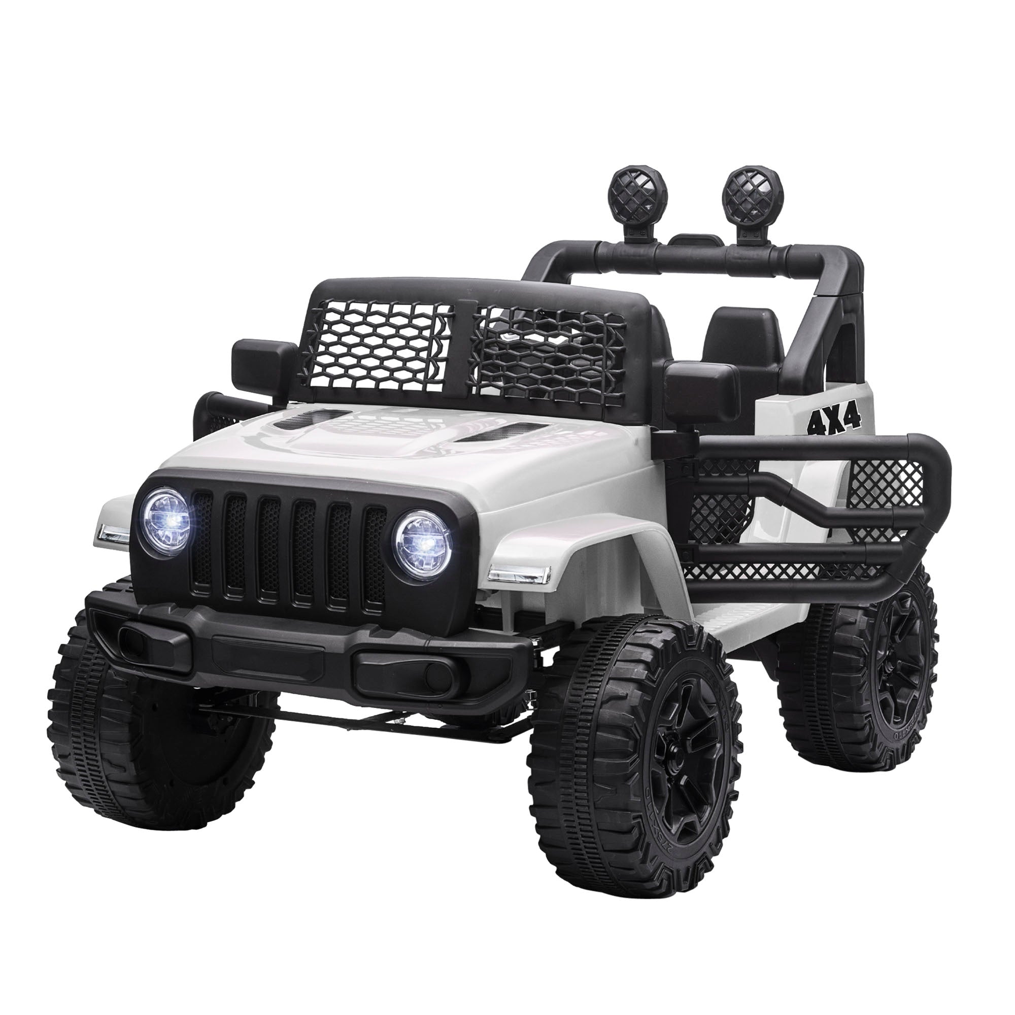 HOMCOM 12V Battery-powered 2 Motors Kids Electric Ride On Car Truck Off-road Toy w/ Parental Remote Control Horn Lights for 3-6 Years Old - anydaydirect