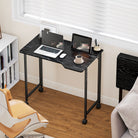 HOMCOM Folding Small Desk on Wheels - Black Wood Effect - anydaydirect