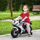 HOMCOM Electric Ride On Motorcycle with Headlights Music, 6V Battery Powered Kids Motorcycle Vehicle with Training Wheels, for 3-5 Years Old, White - anydaydirect