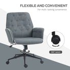 HOMCOM Linen Computer Chair with Armrest, Modern Swivel Chair with Adjustable Height, Dark Grey - anydaydirect