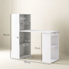 HOMCOM 120cm Modern Computer Desk Bookshelf Study Table Workstation PC Laptop Writing Home Office 6 Shelves, White - anydaydirect