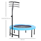 HOMCOM 40" Fitness Trampoline with Adjustable Handle, Rebounder Trampoline, Mini Jumper for Indoor Exercise Workout, Blue - anydaydirect
