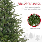 HOMCOM 5ft Artificial Christmas Tree with 1724 Tips, Metal Base, Realistic Hinged Xmas Tree, Easy to Assemble, Green - anydaydirect