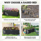 Outsunny Raised Beds for Garden, Galvanised Steel Outdoor Planters with Multi-reinforced Rods, 180 x 90 x 59 cm, Black - anydaydirect
