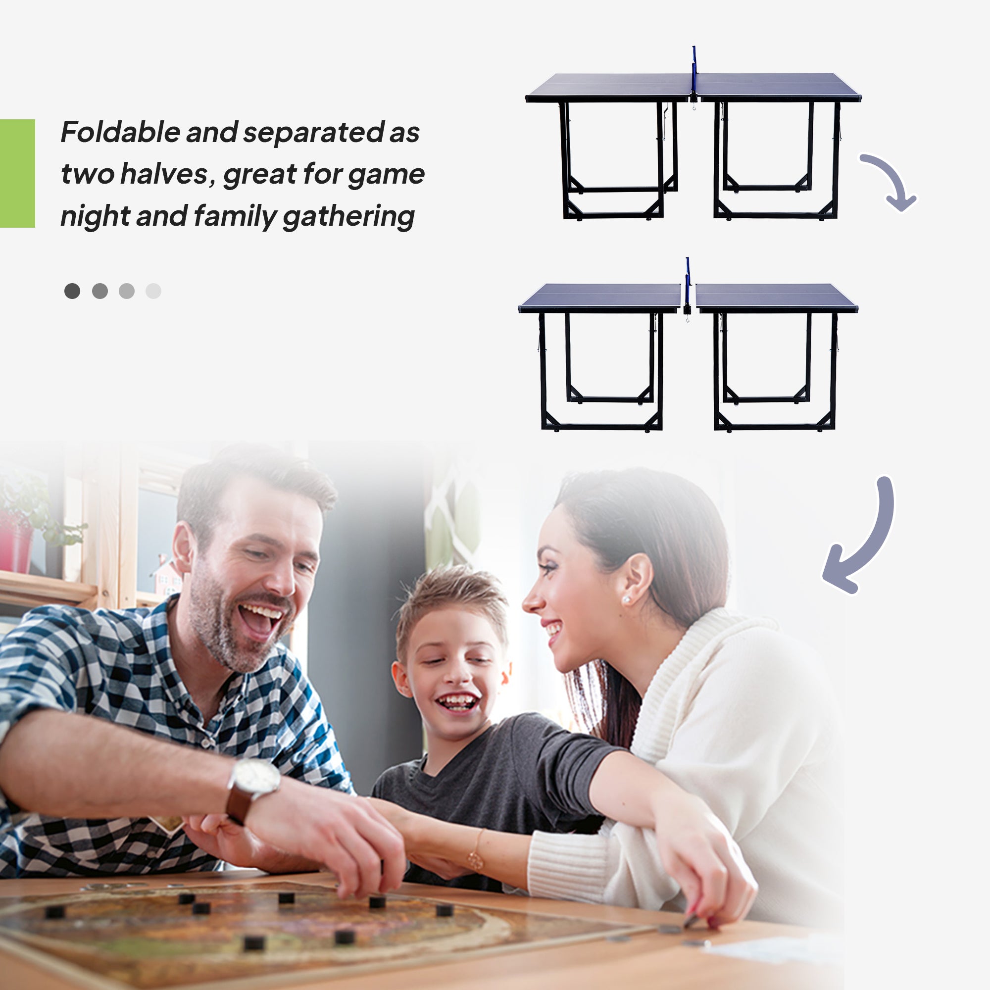 HOMCOM 6ft Table Tennis Table, Ping Pong Table with Net, Foldable and Portable Ping Pong Set for Indoor Outdoor Use, Easy Assemble, Midsize, Blue - anydaydirect