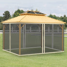 Outsunny 352 x 207cm Universal Replacement Mesh Sidewall Netting for Patio Gazebos and Canopy Tents, (Sidewall Only) Beige - anydaydirect