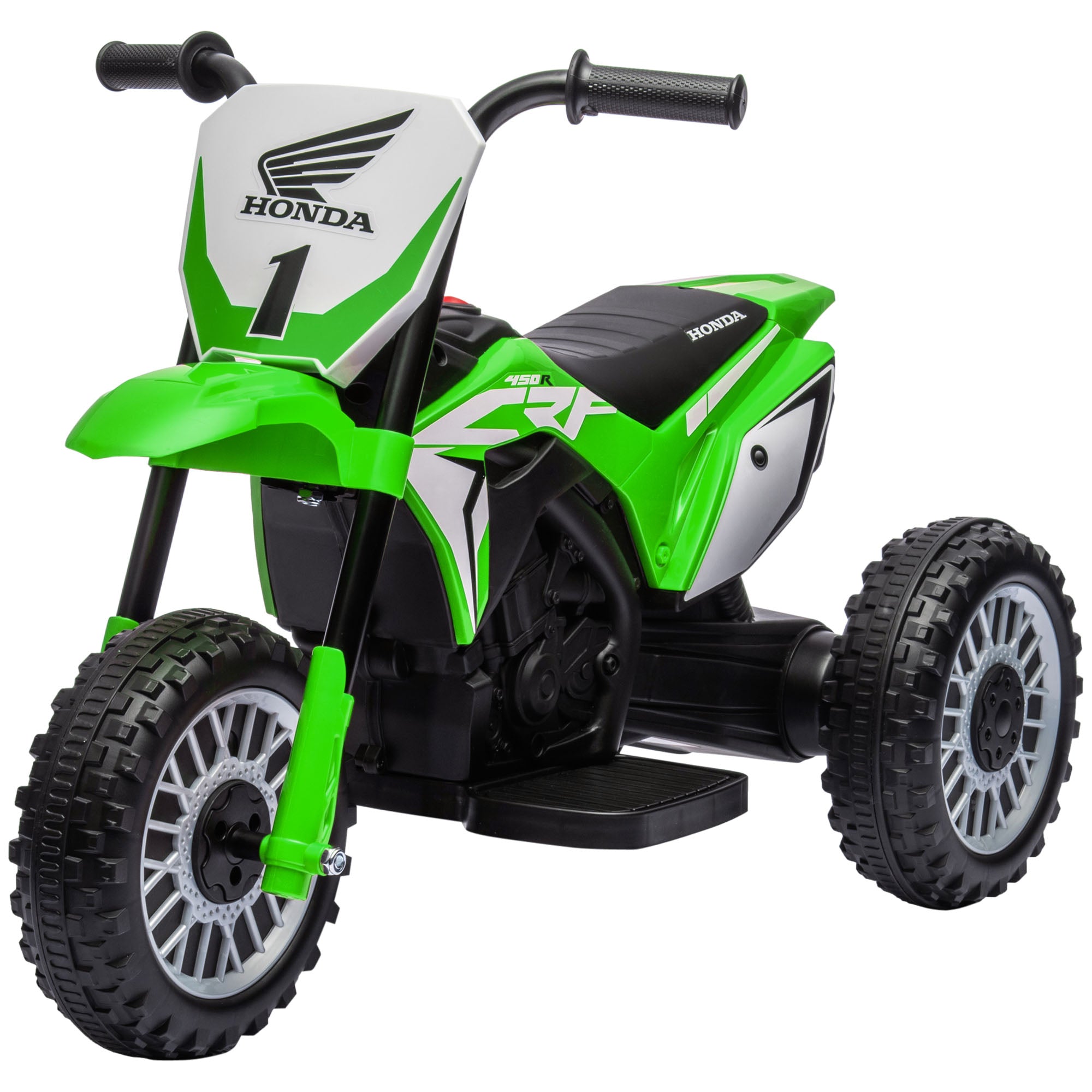 HOMCOM 6V Electric Motorbike for Toddlers, 3-Wheel Design, with Horn and Startup Sound, Vibrant Green - anydaydirect