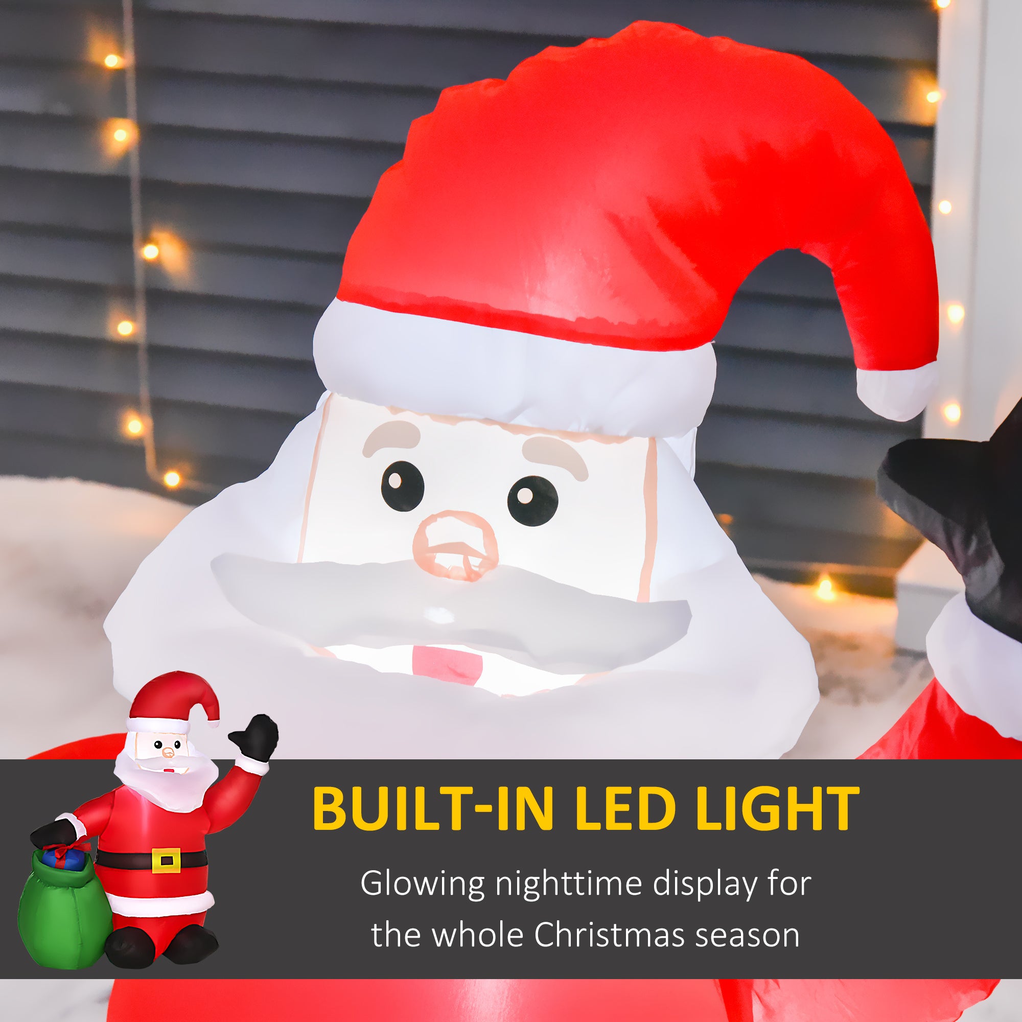 HOMCOM Inflatable Blow up Christmas Santa Claus 120cm LED Lighted Yard - anydaydirect