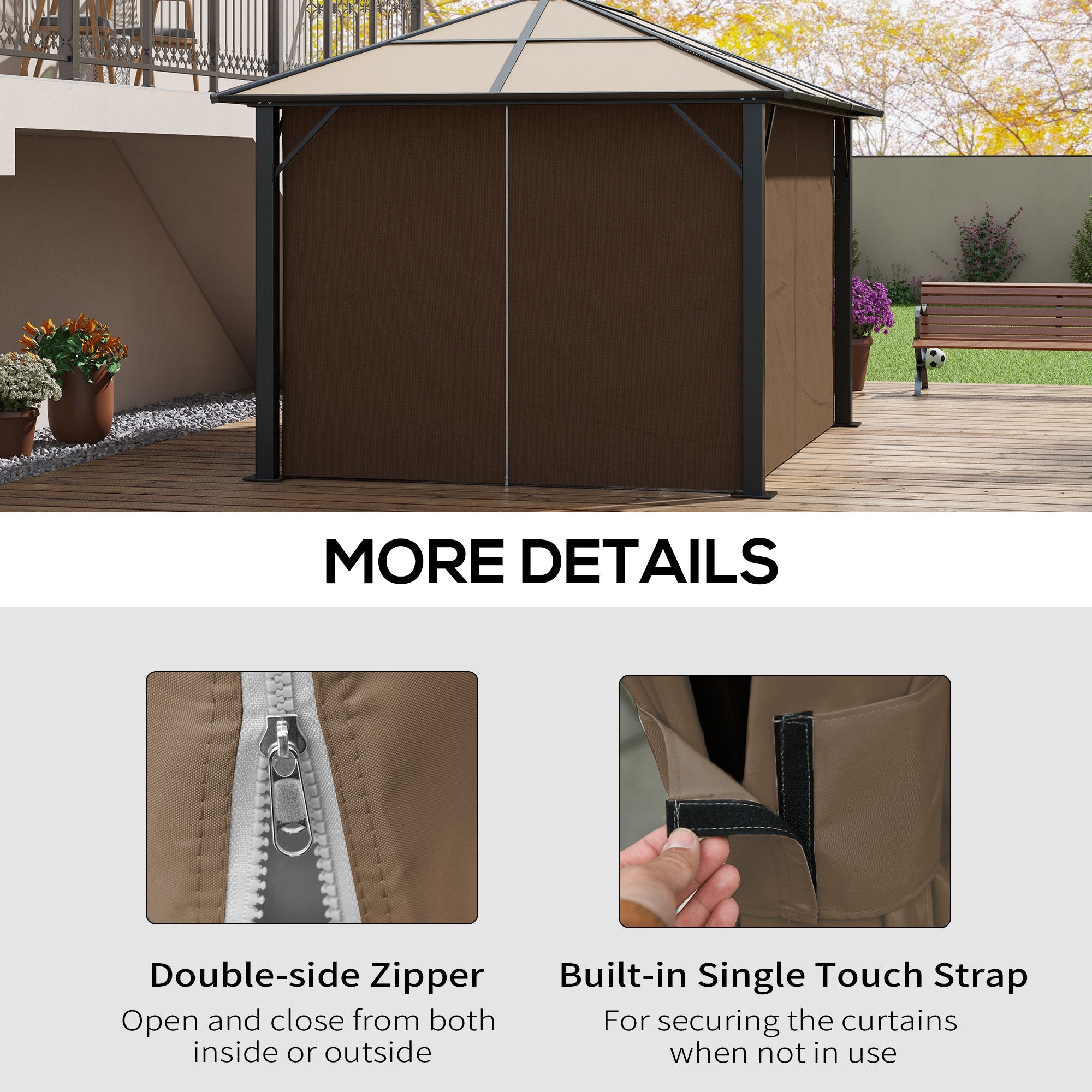 Outsunny Set of Four 3 x 4m Gazebo Replacement Walls - Dark Brown - anydaydirect