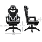 Vinsetto Computer Gaming Chair, Racing Desk Chair with Lumbar Support and Footrest, PU Leather Gamer Chair with Headrest and Swivel Wheels for Home, White - anydaydirect
