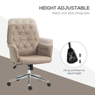 Vinsetto Microfibre Computer Chair with Armrest, Modern Swivel Chair with Adjustable Height, Khaki - anydaydirect