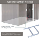 Outsunny 9 x 6 ft Metal Garden Storage Shed Sloped Roof Tool House with Foundation Ventilation & Double Door, Grey - anydaydirect