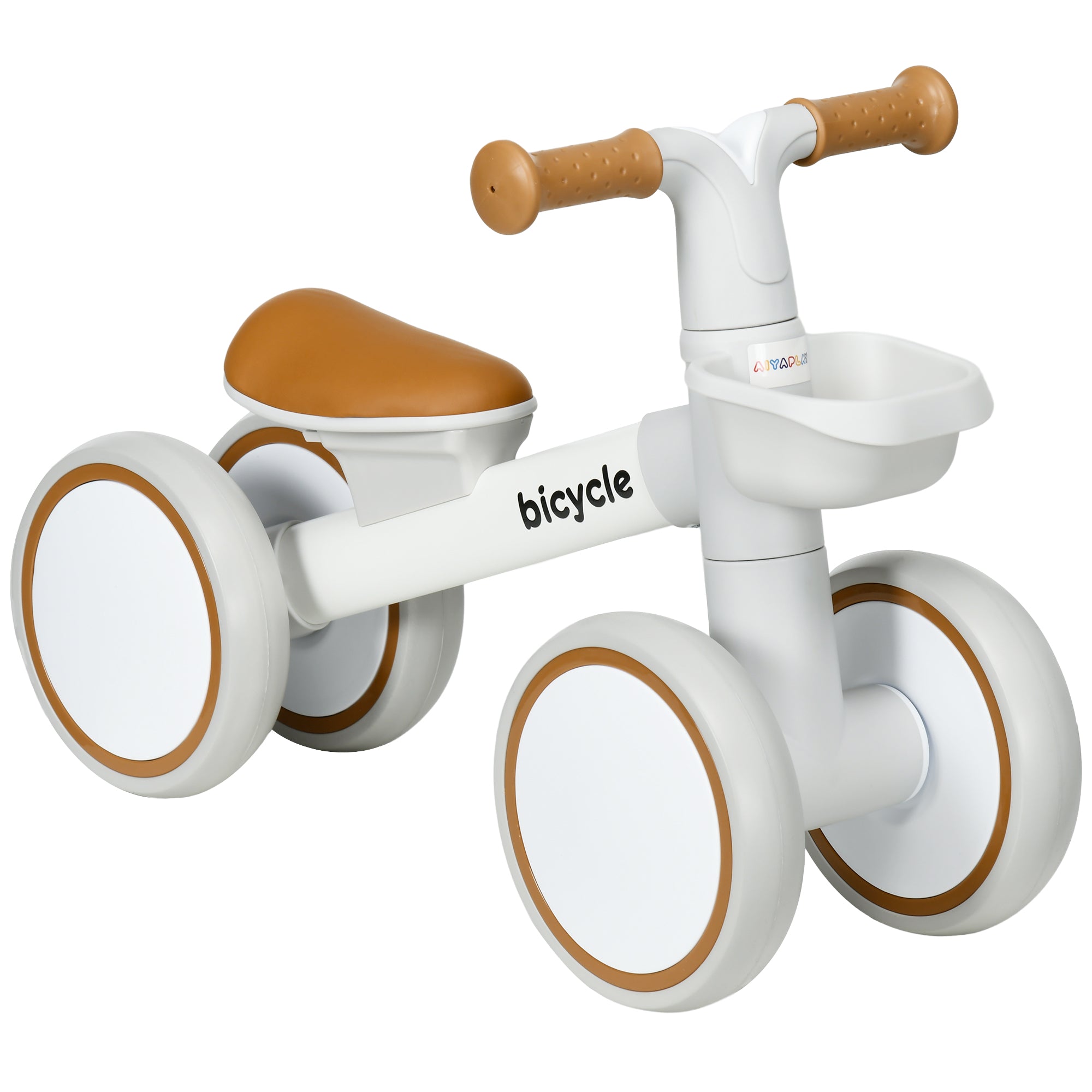 AIYAPLAY Kids Balance Bike for 1-3 Years Old with Adjustable Seat, Silent Wheels, White - anydaydirect
