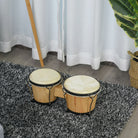 HOMCOM Wooden Bongo Drum Set ?7.75" & ?7" w/ Drum Head, Percussion Instrument, Drums, Tuning Wrench For Adults Beginners - anydaydirect