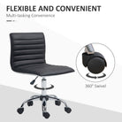 HOMCOM Adjustable Swivel Office Chair with Armless Mid-Back in PU Leather and Chrome Base - Black - anydaydirect