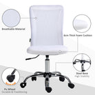 Vinsetto Computer Desk Chair, Mesh Office Chair with Adjustable Height and Swivel Wheels, Armless Study Chair, White - anydaydirect