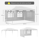 Outsunny 3 x 4 m Garden Gazebo Shelter Marquee Party Tent with 2 Sidewalls for Patio Yard Outdoor - White - anydaydirect