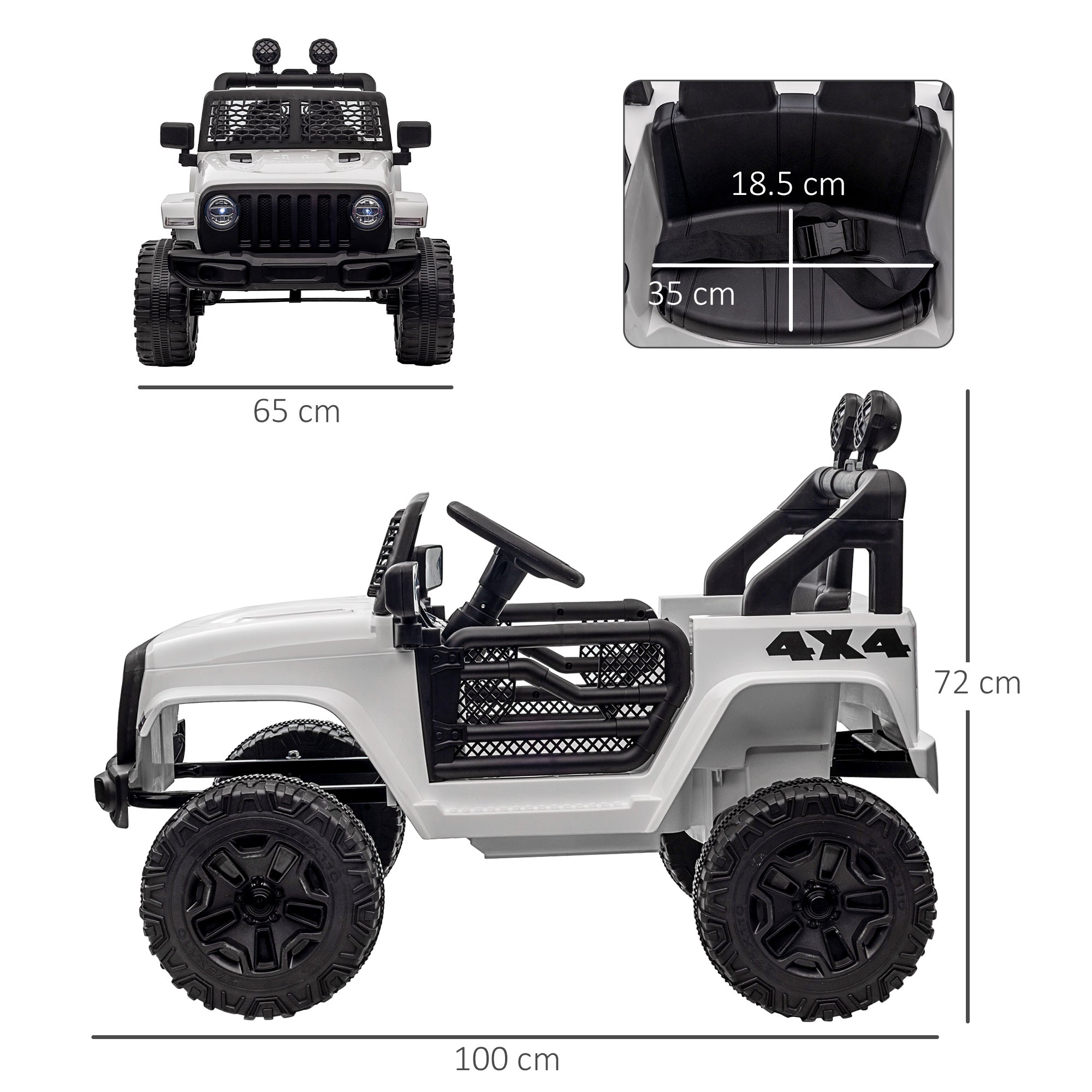 HOMCOM 12V Battery-powered 2 Motors Kids Electric Ride On Car Truck Off-road Toy w/ Parental Remote Control Horn Lights for 3-6 Years Old - anydaydirect