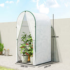 Outsunny Mini Greenhouse, Portable Green House with Roll-Up Door, PE Base, Small Greenhouse, 100 x 100 x 195 cm, White - anydaydirect