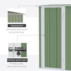 Outsunny Garden Storage Shed, Outdoor Tool Shed with Sloped Roof, Lockable Door for Equipment, Bikes, Light Green, 142 x 84 x 189cm - anydaydirect