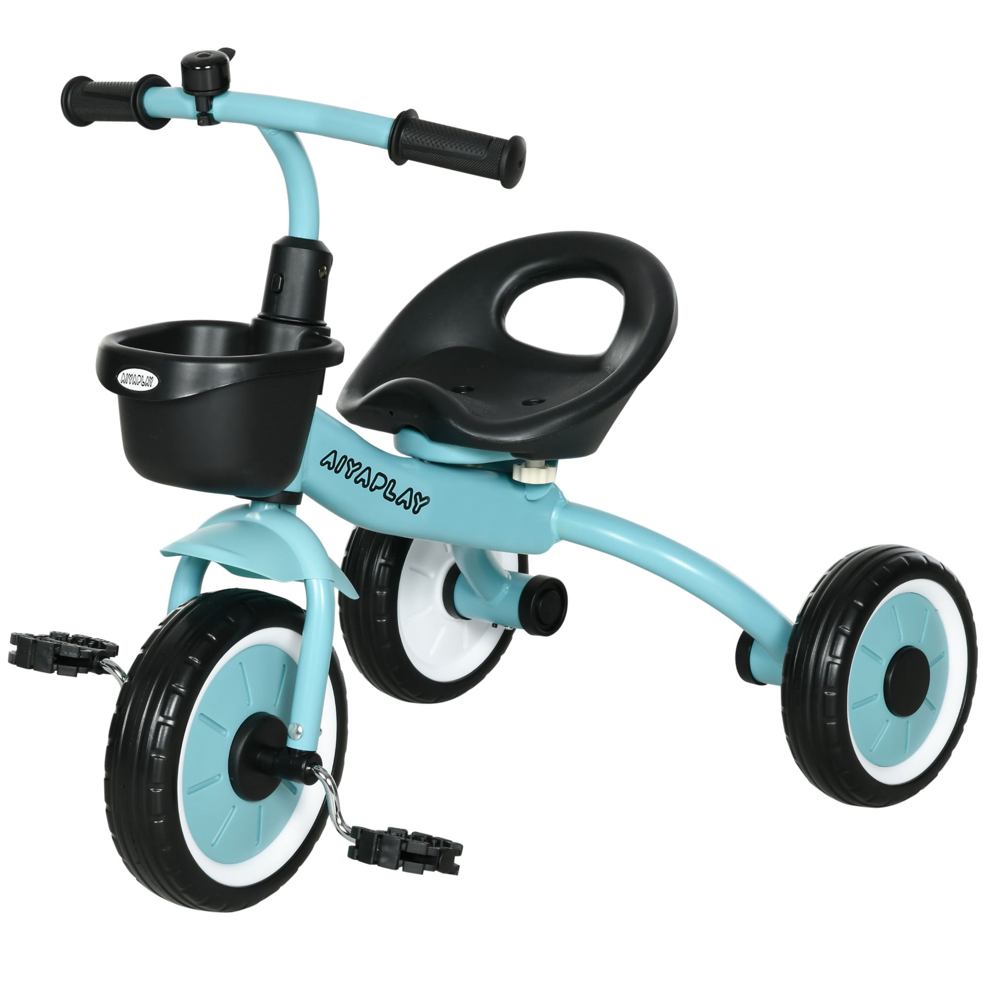 AIYAPLAY Kids Trike, Tricycle, with Adjustable Seat, Basket, Bell, for Ages 2-5 Years - Blue - anydaydirect