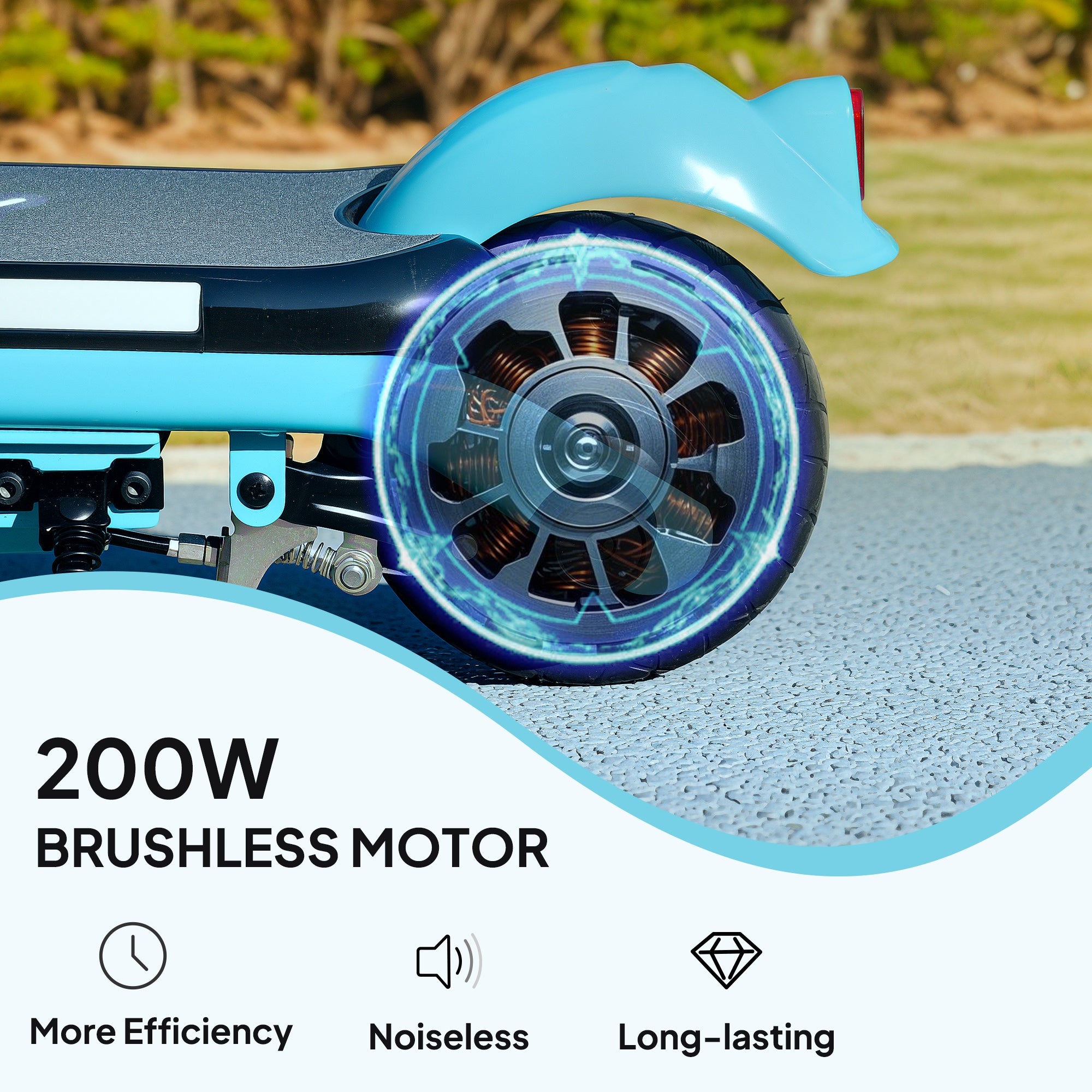 AIYAPLAY Electric Scooter for Kids Ages 6-14, with Dual Brakes, Flash Wheel and Colourful Light, Kids Electric Scooter E Scooter, Up to 12 KM/H & 10 KM, Blue - anydaydirect