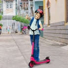 HOMCOM Electric Scooter, 120W Motor E-Scooter w/ Battery Level Display, 2 Adjustable Heights, and Rear Brake, Suitable for 6+ Years Old, Pink - anydaydirect
