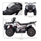 HOMCOM 12V Kids Quad Bike with Forward Reverse Functions, Electric Ride On ATV with Music, LED Headlights, for Ages 3-5 Years - White - anydaydirect
