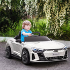 HOMCOM Audi Licensed Kids Electric Ride On Car with Parental Remote Control, 12V Battery Powered Toy with Suspension System, Lights, Music, White - anydaydirect