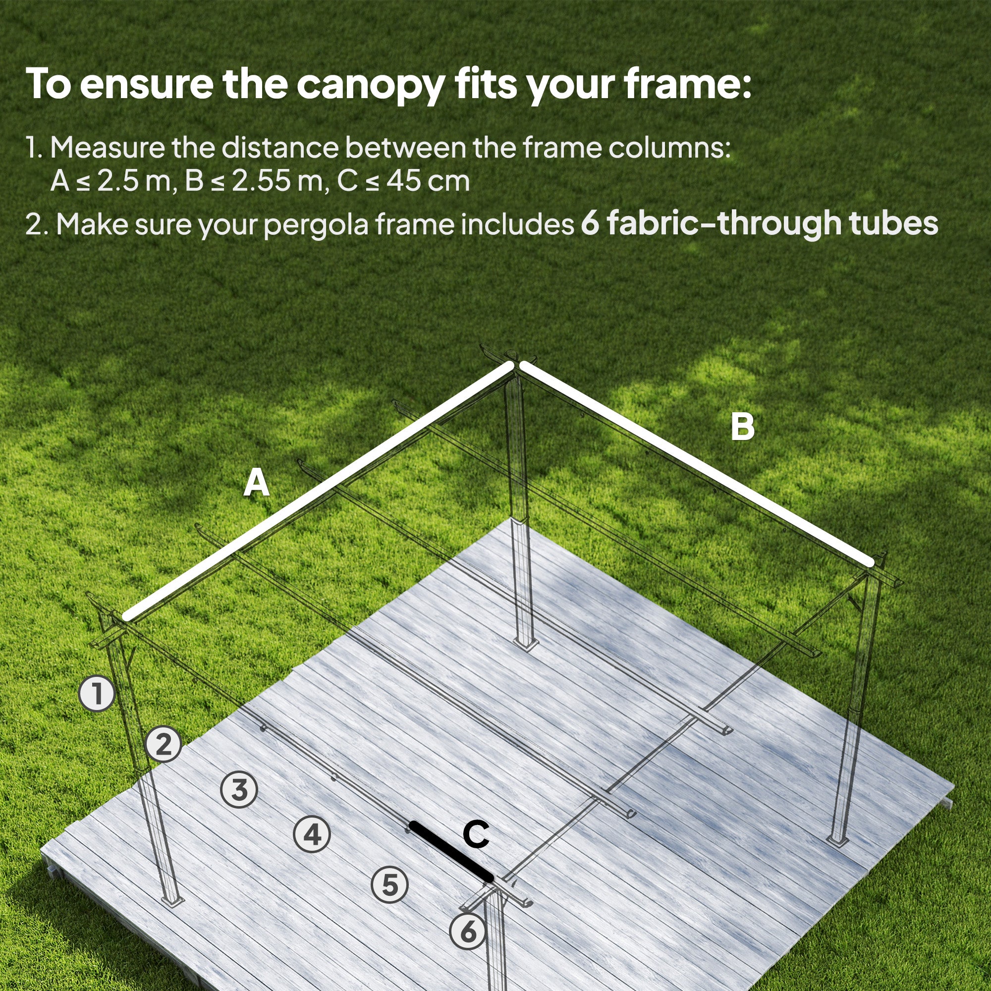 Outsunny Retractable Pergola Cover, 2.55 x 2.5 m Replacement Canopy Fabric for 3 x 3 m Frame, Roof Top Only, Brown - anydaydirect
