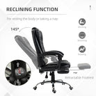 HOMCOM Executive Office Chair, PU Leather Home Office Chair with Swivel Wheels, Reclining Backrest, Retractable Footrest, Black - anydaydirect