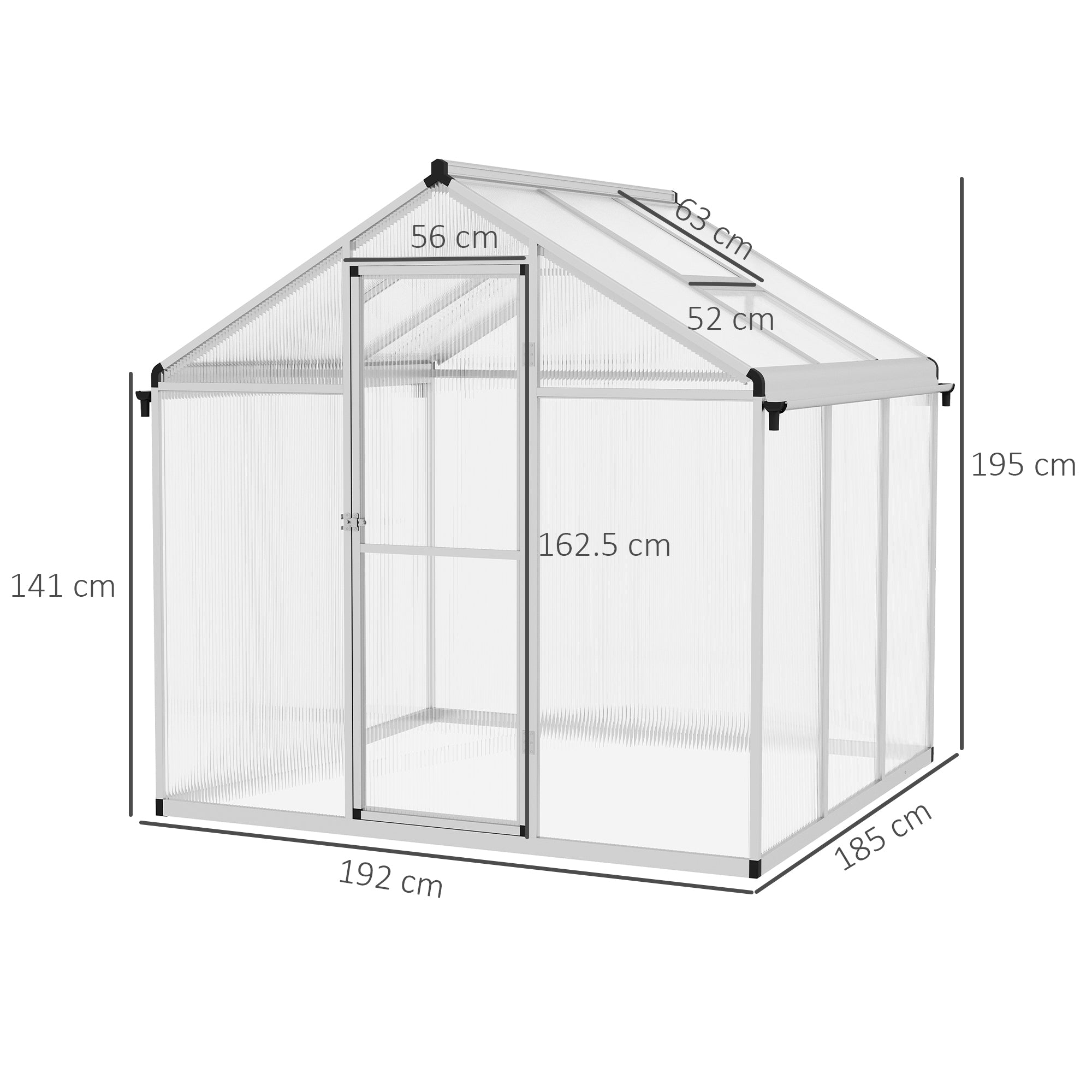 Outsunny 6 x 6ft Aluminium Frame Greenhouse, with Foundation - anydaydirect