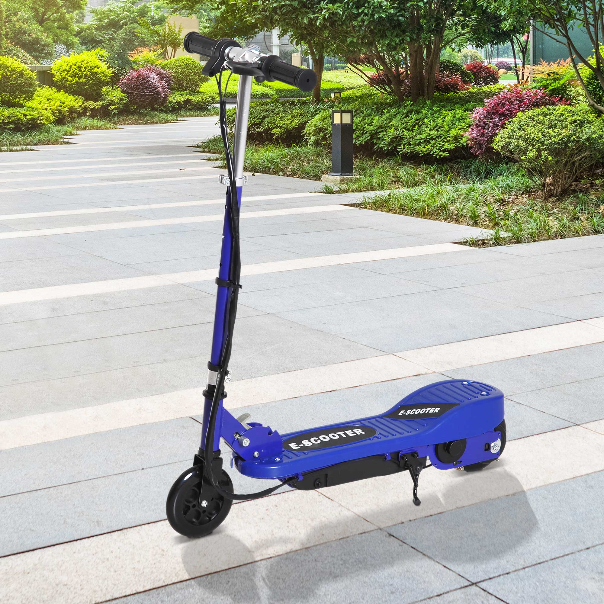 HOMCOM Kids Folding Electric Bike Children E Scooter Ride on Toy 2x12V Recharge Battery 120W Adjustable Height Suitable for 7 - 14 yrs Blue - anydaydirect