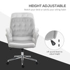 Vinsetto Linen Computer Chair with Armrest, Modern Swivel Chair with Adjustable Height, Light Grey - anydaydirect