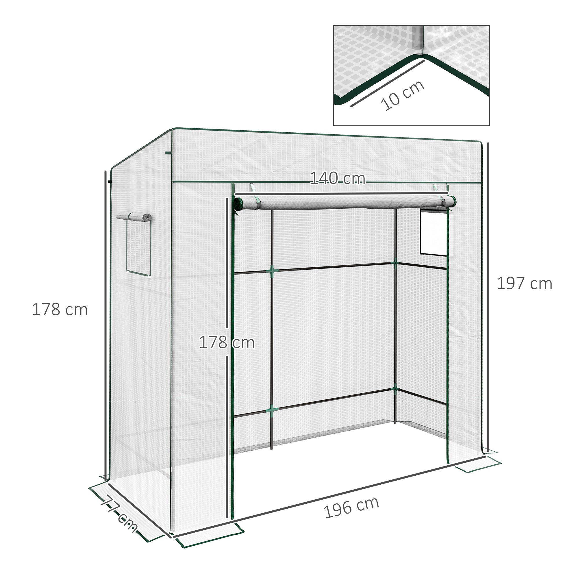 Outsunny PE Cover Walk-in Outdoor Greenhouse, White - anydaydirect