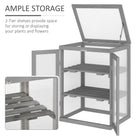 Outsunny 3-tier Wood Greenhouse Garden Polycarbonate Cold Frame Balcony Grow House w/ Storage Shelf for Plants, Flowers, Dark Grey - anydaydirect