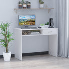HOMCOM Compact Computer Desk, Study Table with Drawer and Storage Compartment, Writing Workstation, White - anydaydirect