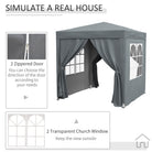 Outsunny Garden Pop Up Gazebo Marquee Party Tent Canopy with free Carrying Case, Removable 2 Walls, 2 Windows, 2m x 2m, Grey - anydaydirect