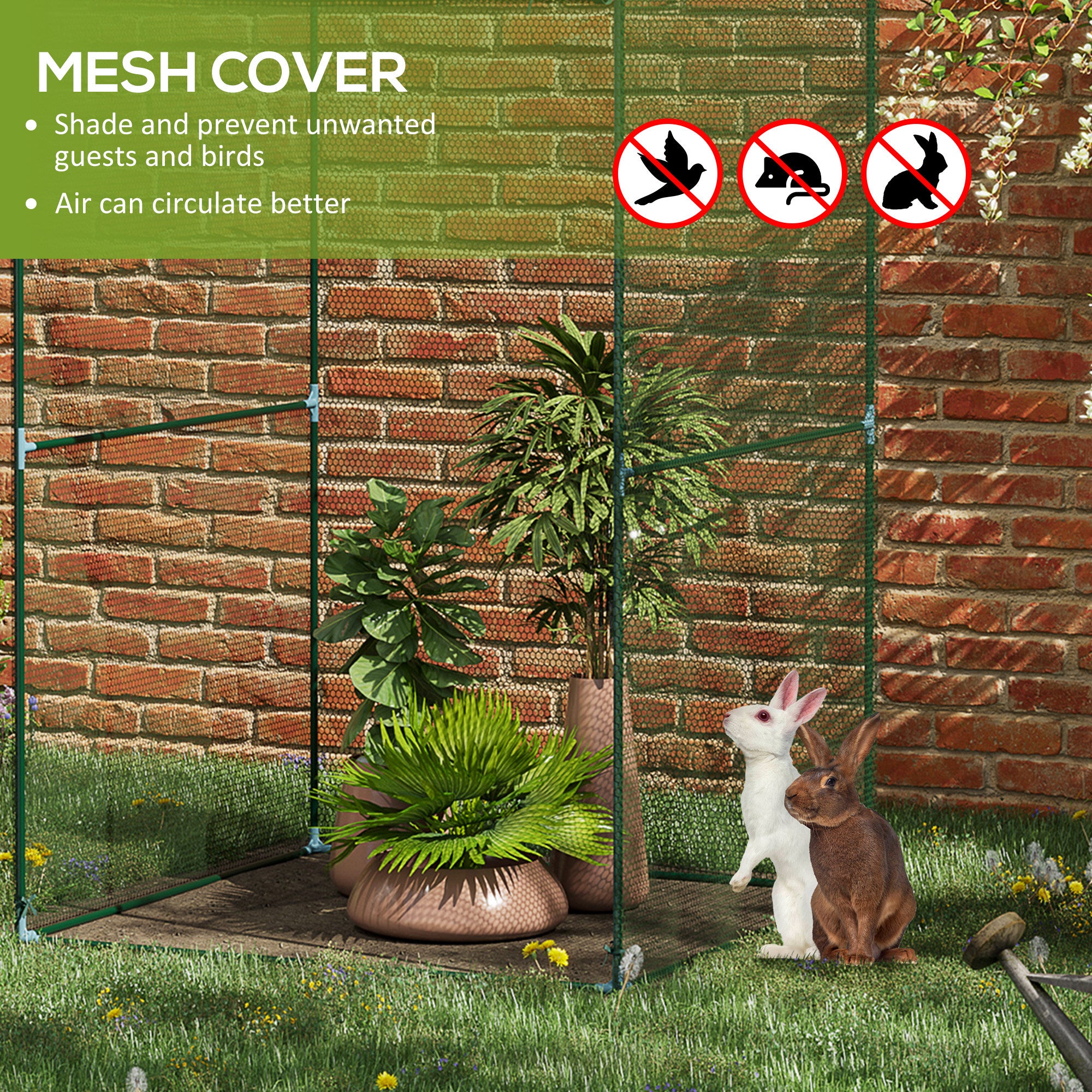 Outsunny 120 x 120cm Compact Plant Cage, with Netting - Green - anydaydirect