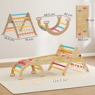 AIYAPLAY 8-in-1 Toddler Climbing Frame, Indoor Play Triangle Set with Slide, Arch and Triangle Ladder, Multicolour - anydaydirect