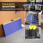 SPORTNOW 9FT Foldable Table Tennis Table, with Cover, Net, Paddles, Balls - Blue - anydaydirect